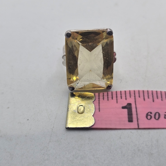 Sterling Silver Yellow Gemstone Ring - Picture 7 of 8